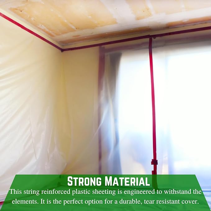 Farm Plastic Supply - Dura Skrim String Reinforced Clear Plastic Sheeting - 6 Mil - (60' x 100') - Reinforced Poly Film Tear Resistant, Weatherproof, Vapor Barrier Polyethylene Roll for Construction