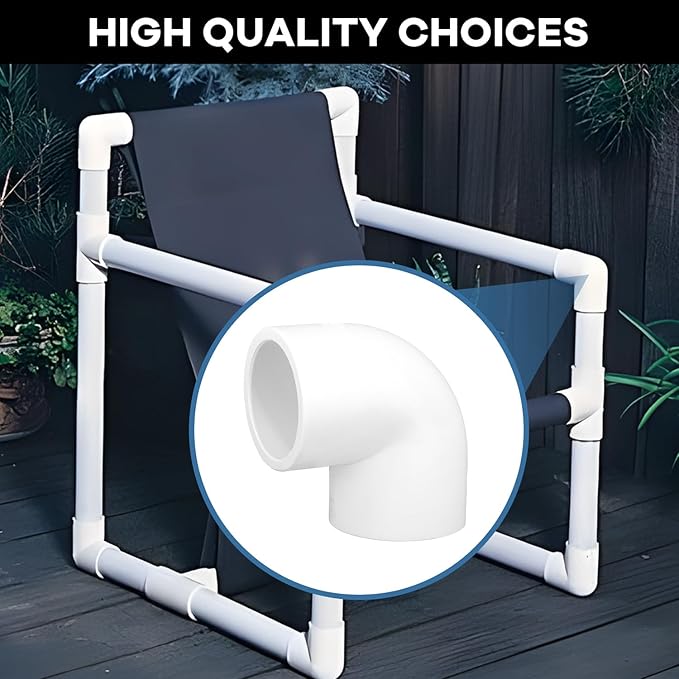 12 Pack 3/4 inch 90 Degree PVC Elbow Pipe Fittings, 2 Way Right Angle Furniture Grade PVC Pipe Fitting Connectors for DIY Shelf Building Furniture Garden Support Structure