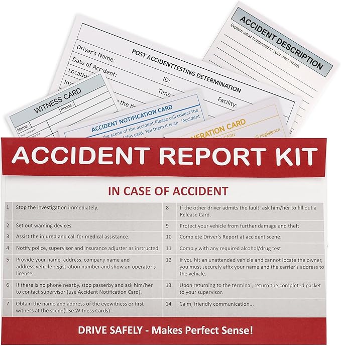 10 Pack Vehicle Accident Report Kit in Envelope 6 * 9.45 inch Driver's Vehicle Inspection Report Vehicle Compliance Accident kit for Helps Drivers Collect Organize Report Vehicle Accident Information