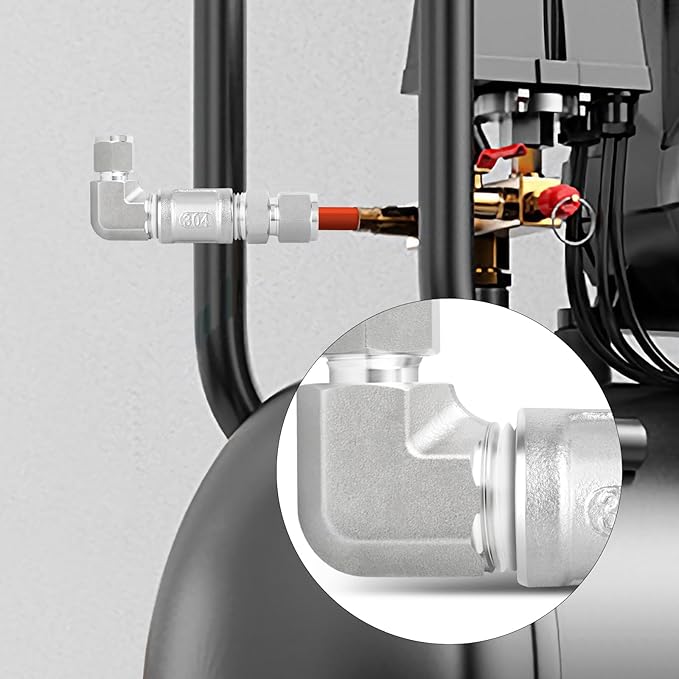 TAISHER 1PCS 304 Stainless Steel 90 Degree Compression Tube Pipe Fitting Connector, 4MM Tube OD x 1/4" NPT Male Adapter