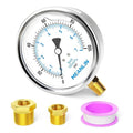 MEANLIN MEASURE 0~100Psi Stainless Steel 1/4" NPT 4" FACE DIAL Liquid Filled Pressure Gauge WOG Water Oil Air Lower Mount, with 1/2" NPT and 3/8" NPT Hex Bushing