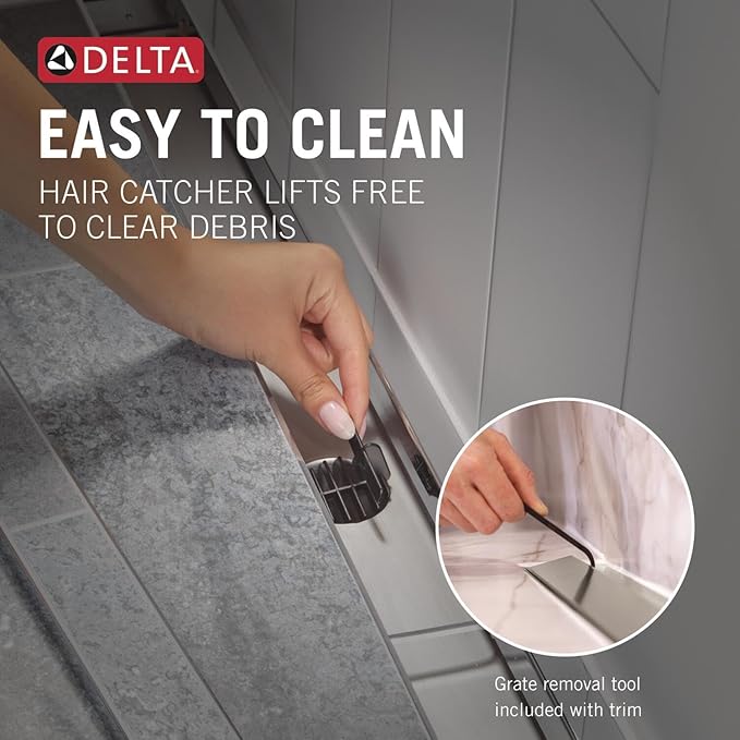 Delta Faucet 24-Inch Linear Shower Drain Wall Edge in Polished Nickel
