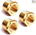 3/4" NPT Male to 1/2" NPT Female Brass Hex Bushing Reducing Bushing Pipe Fitting, Brass Fitting Reducer Adapter 3 Pack