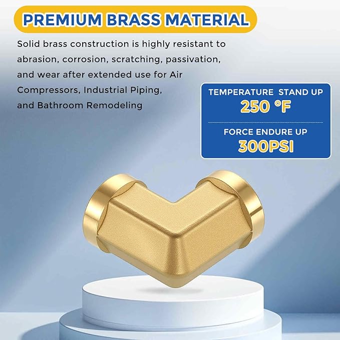 2 Pack Brass Pipe Fittings, 90 Degree 1/8" NPT FeMale to 1/8" NPT FeMale Barstock Street Elbow, Forged Pipe Fitting Connector for Air, Oil, LP