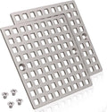 2PC 3-7/8" Brushed Nickel Shower Drain Cover - Square Floor Drain Cover Replacement - Hair Catcher/Drain Strainer for Bathrooms, Showers, and Sinks - SUS304 Stainless Steel & CUPC Certified