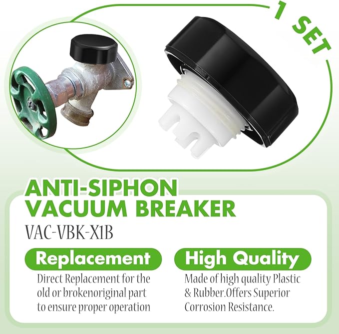 1 Set Vacuum Breaker Kit Replacement Valves Black Replacement Fit Traditional Anti Siphon Frost free Sillcock Valves Vacuum Breaker Outside Faucet Repair Kit