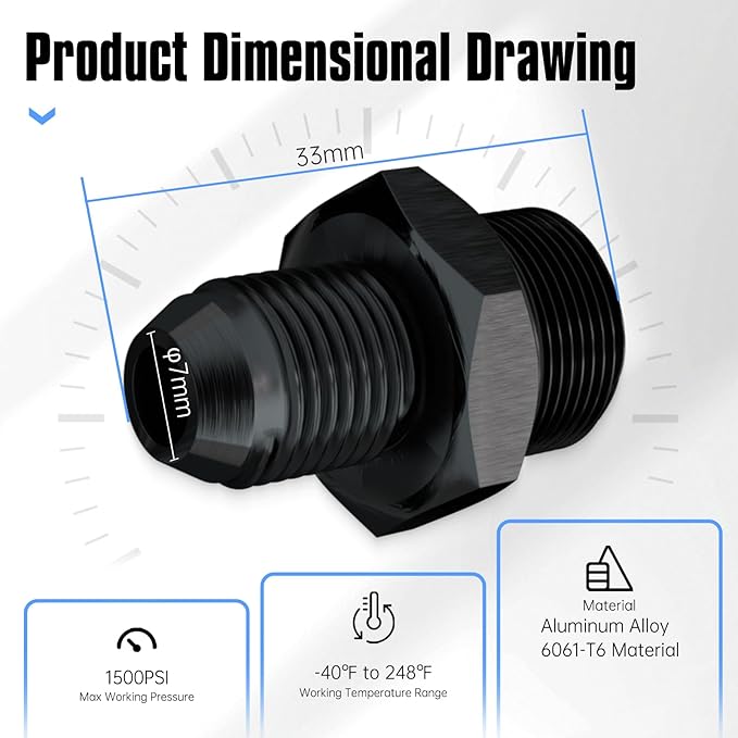 8AN Flare to AN6 ORB Male O-Ring Fitting Adapter (2PCS)