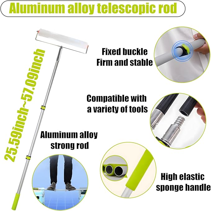 Self Leveling Cement Tool Kit,Epoxy Floor Kit,Self-Leveling Rake,Spike Shoes for Epoxy Flooring,Spike Roller for Self-Leveling,Floor Leveling Tools, 23.62~55.12 inch Telescopic Pole
