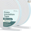 33 Feet Weather Stripping Seal for Doors and Windows Insulation Strip Weatherproof Self Stick Seal 7/16" x 3/8" Soundproof High Density Foam Insulation Tape Adhesive