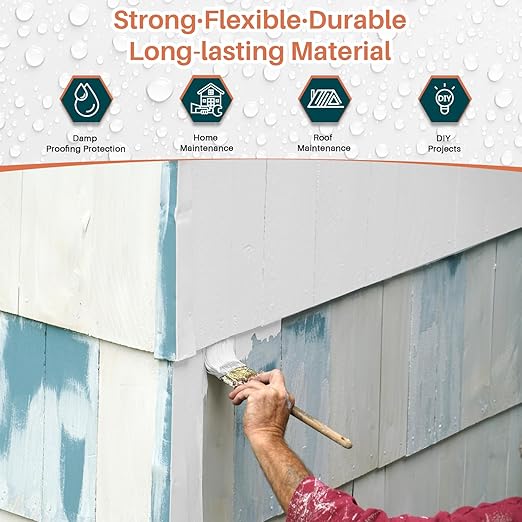 Waterproof Sealant White, 5 Gallon - Large Capacity Polyurethane Waterproof Coating for Huge Area Fix Leaks & Cracks, Roofs,Pools,Warehouses,Garages,Basements, Indoor & Outdoor Sealant Coating