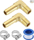 uxcell 2Pcs Brass Hose Barb Fittings, 5/16" x 1/8" NPT 90 Degree Elbow Hose Connector with Hose Clamps for Water Fuel Gas Oil Transportation