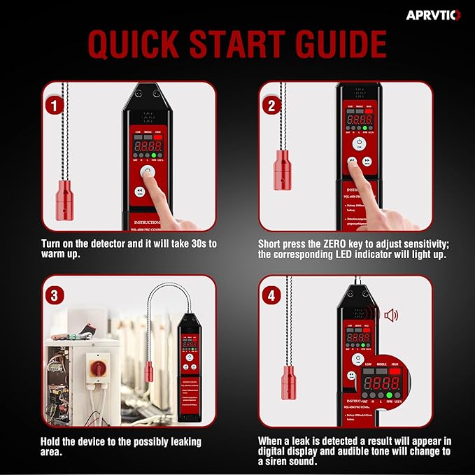 Refrigerant Leak Detector, Aprvtio New Upgrade WJL-6000PRO Freon Leak Detector with Loud Alarm, 1800mAh Rechargeable Battery, Freon Sniffer HVAC Halogen Gas Sniffer for R22 R410A R134A R454B