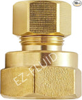 (10Pk) EZ-Fluid 3/8" Comp x 1/4" FIP Compression x FIP Female Adapter Reducing Union Coupling Fittings Connector,LF Brass Compression Tube Fitting Safe for Drinking water Plumbing