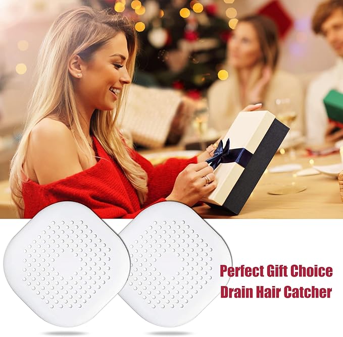 Hair Drain Catcher,Square Drain Cover for Shower Silicone Hair Stopper with Suction Cup,Easy to Install Suit for Bathroom,Bathtub,Kitchen 4 Pack (Pure White)