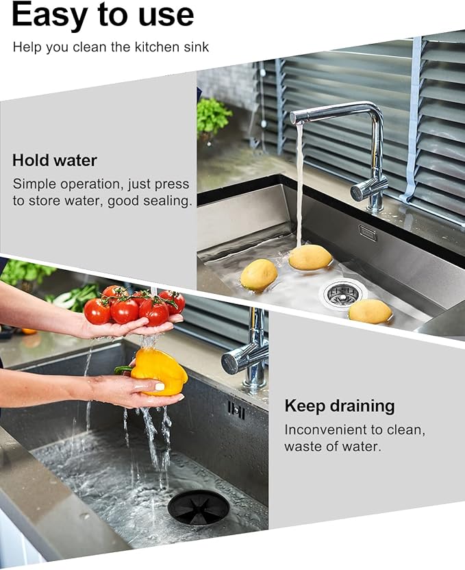 BOTEMY Extended Garbage Disposal Flange Basket Strainer Stopper, Deep 304 Stainless Steel Kitchen Sink Flange for 3-1/2 Inch Standard Sink Drain Hole, Brushed Deep Sink Disposal Stopper