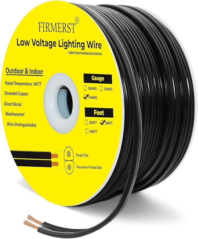FIRMERST 14/2 Low Voltage Landscape Wire Outdoor Lighting Cable 260 Feet