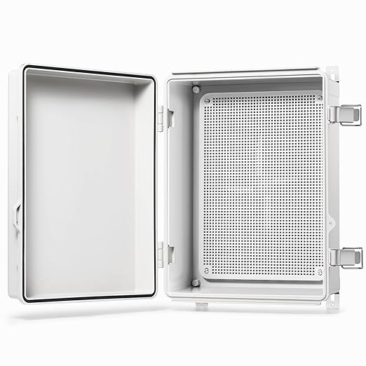 QILIPSU Outdoor Electrical Box, 14.6"x10.6"x5.9" Waterproof Junction Box IP67 Plastic Enclosure Grey ABS Weatherproof for Projects WiFi Lighting Pump Control