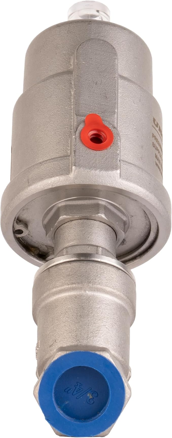 UNOX 1 1/2" (DN40) Stainless Steel Pneumatic Valve, Angle Seat Design, Normally Closed Steam Air Control, 3-8 Bars Fast Response Industrial Single Acting Valve with Threaded Connection