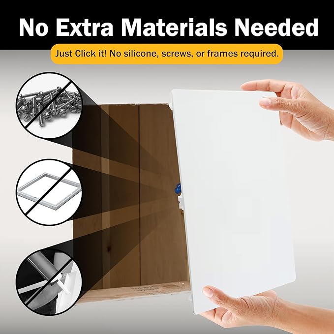 RenoEZ™ Plastic Access Panel 12x12 inches with Spring Click Technology - No Tools Required - For Drywall, Ceiling and Wall - Access Door for Plumbing, HVAC and Other Holes or Openings (4)