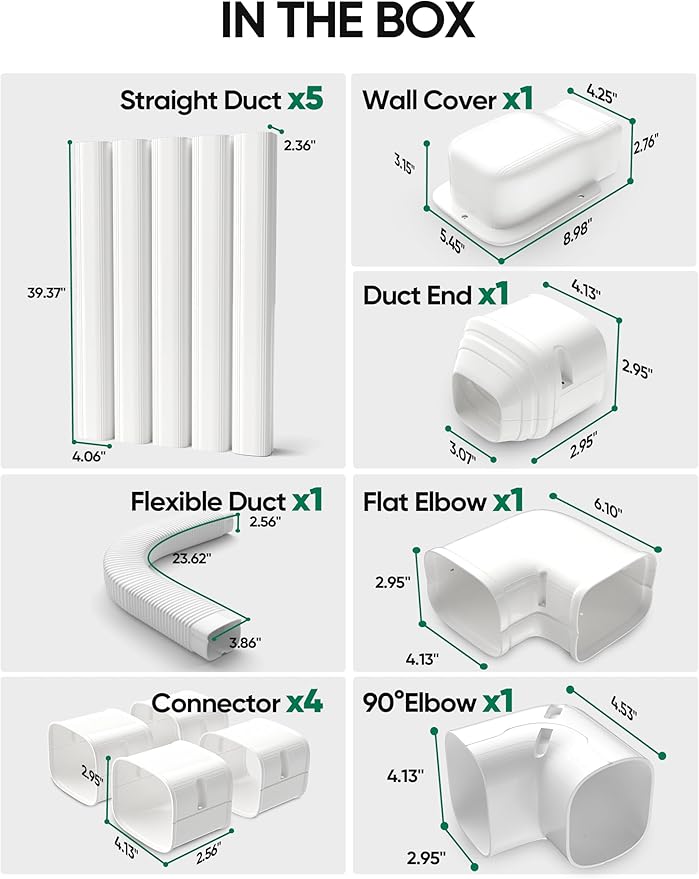 4" 19.5Ft Mini Split Line Set Cover, PVC Ductless Air Conditioner Decorative Pipe, Pump Covers, AC Line Cover Kit, for Outside Units Air Conditioners & Heat Pumps, All in One Set