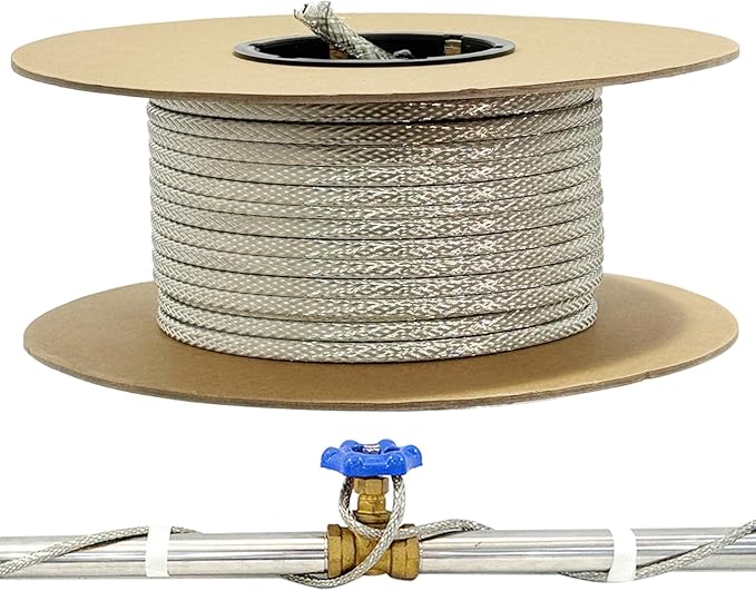 300' HTM Braid Self Regulating Heating Cable Mobile Home Heat Tape Water Pipes Freeze Protection Heat Trace Energy Saving Heat Tape for Water Hose