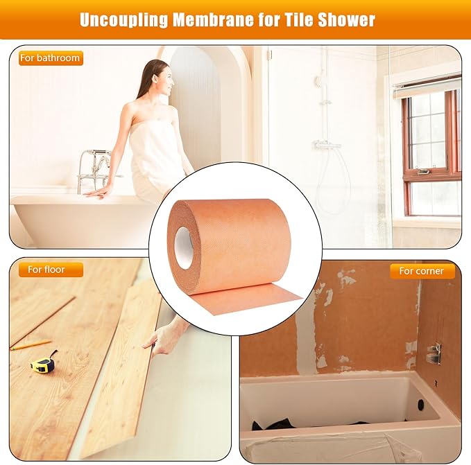 5" x 120ft Waterproof Membrane Band Roll 22Mils Thick Shower Waterproofing Tape for Tile Underlayment Uncoupling Membrane for Bathroom, Shower, Sauna & Steam Room for Wall & Floor Installation