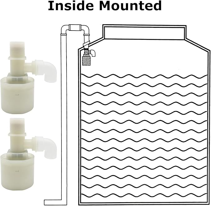 Water Float Valve, Water Level Control Water Tank Traditional Float Valve Upgrade 2 PCS（1/2" to 1/4", up inlet）