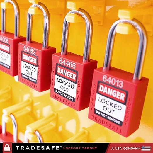 TRADESAFE Lockout Tagout Station with 20 Keyed Different Loto Locks, 6 Lockout Hasps, 60 Lock Out Tags, Lock Out Tag Out Kit Station, Lock Out Kit Cabinet 22-1/2 x 18 x 3 inches