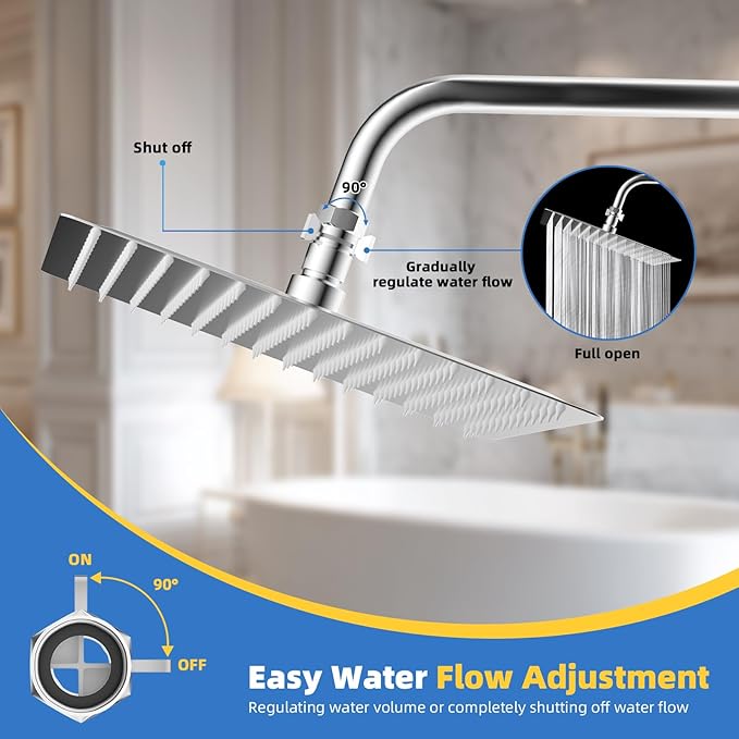 Hibbent All Metal 1 Pack Shower Head Flow Control Valve, G1/2 Brass Shut-off Valve with Metal Handle Lever, Shut OFF Water Flow Control Regulator for Handheld Shower, or Bidet Sprayer, Chrome