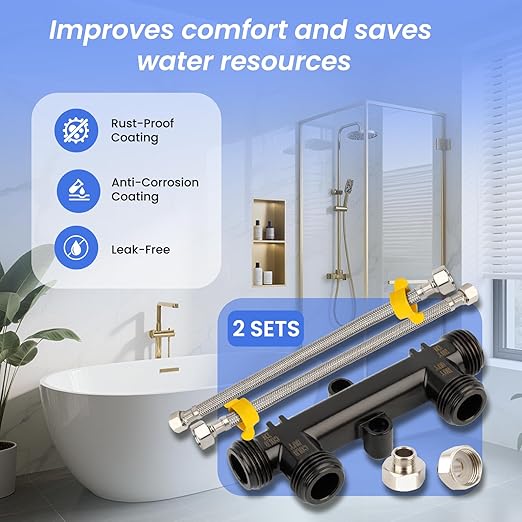 Upgraded WP596816 Hot Water Recirculating Pump Sensor Valve Kit (2-Pack)– New Copper Finish,Fits watts 500800/500805&grundfos UP Comfort Systems.Includes 2 Brass Valves,4x12 Lines,4 Fittings
