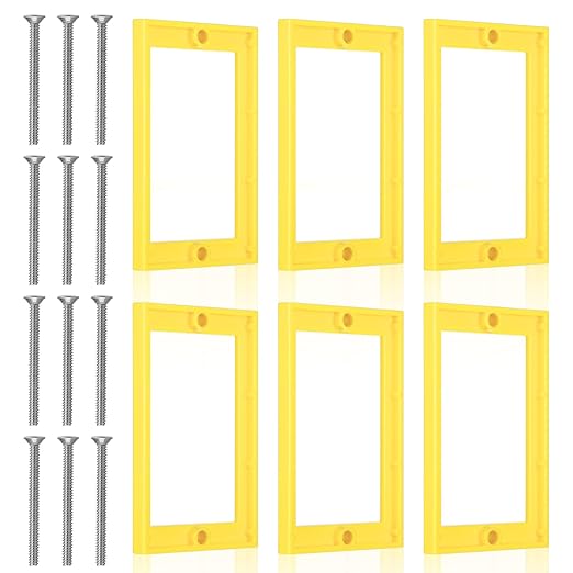 6Pcs 1/4 Inch Single Gang Outlet Box Extender, Seamless Electrical Box Extender with 12Pcs 32mm Screws for Electrical Outlet Switches Electric Box Extenders(Yellow)