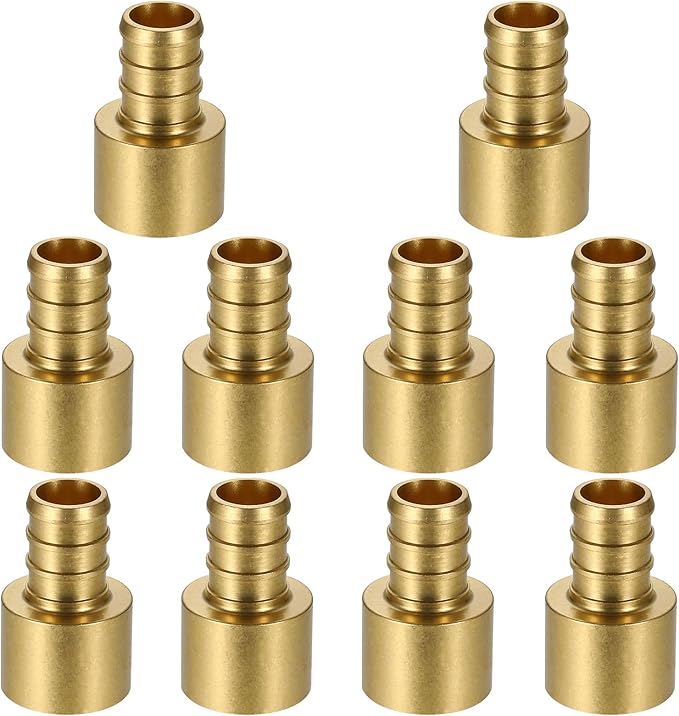 (10 Pack) Lidertik Copper to Pex Fittings 1/2 inch, 1/2" Pex F1807 x 1/2" Female Sweat Adapter Brass