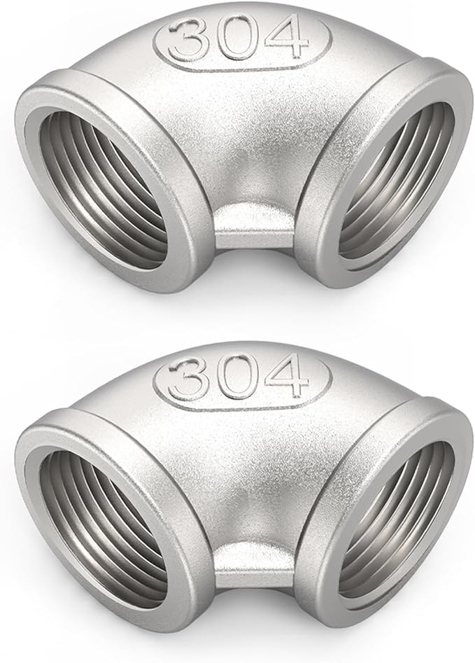 ChillWaves 304 Stainless Steel Pipe Fitting, 90 Degree Elbow 1-1/4" NPT Female x 1-1/4" NPT Female Thread Adapter(2-PACK)