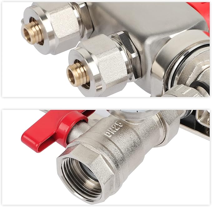3-Branch Radiant Floor Heating PEX Manifold Set 3 Loop 1/2 Inch Stainless Steel PEX Tube,For Hydronic Radiant Floor Heating