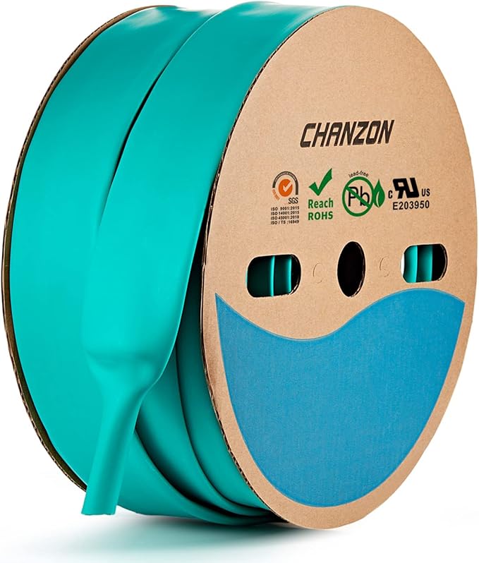 Chanzon 3:1 Ratio - 80ft Roll - Heat Shrink Tubing 1-1/2" (39mm) - Marine Grade Waterproof Adhesive Lined - (25M Total Length) Green Polyolefin Sleeving Wrap Shrinking 3 to 1 Ratio 1pcs