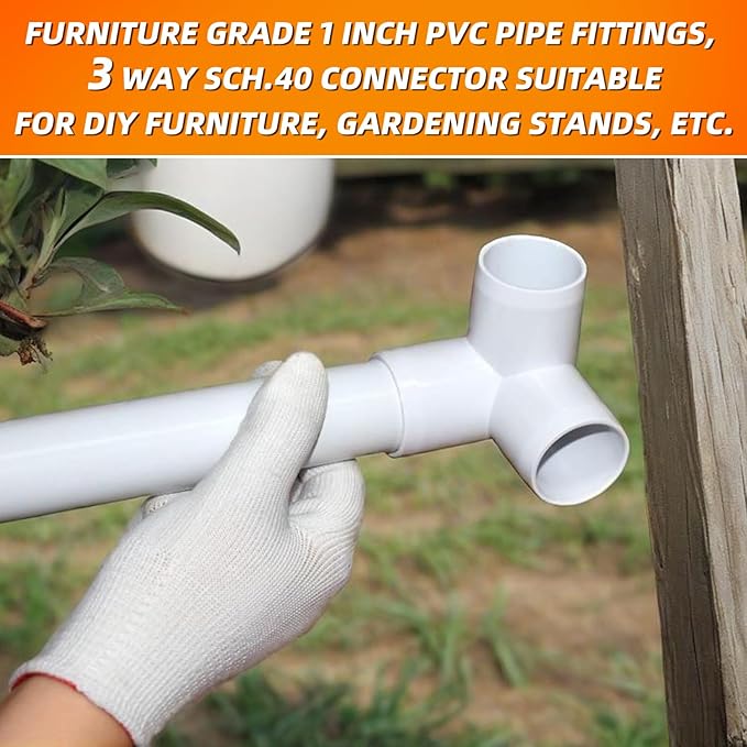 1" PVC Fittings 3 Way (12-Pack), Heavy Duty Furniture Grade Elbow Connector for DIY Furniture, Frames, Shelving UV Resistant, Compatible with 1" Schedule 40 PVC Pipe (3-Way, 1 Inch)