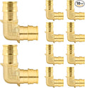 1/2 Inch PEX-A Expansion Elbow Fittings, ASTM F1960 Brass 90 Degree Elbow Connector, Lead-Free Brass PEX-A Pipe Fittings for Potable Water, Hot and Cold Plumbing, Hydronic Radiant Heating (10-Pack)