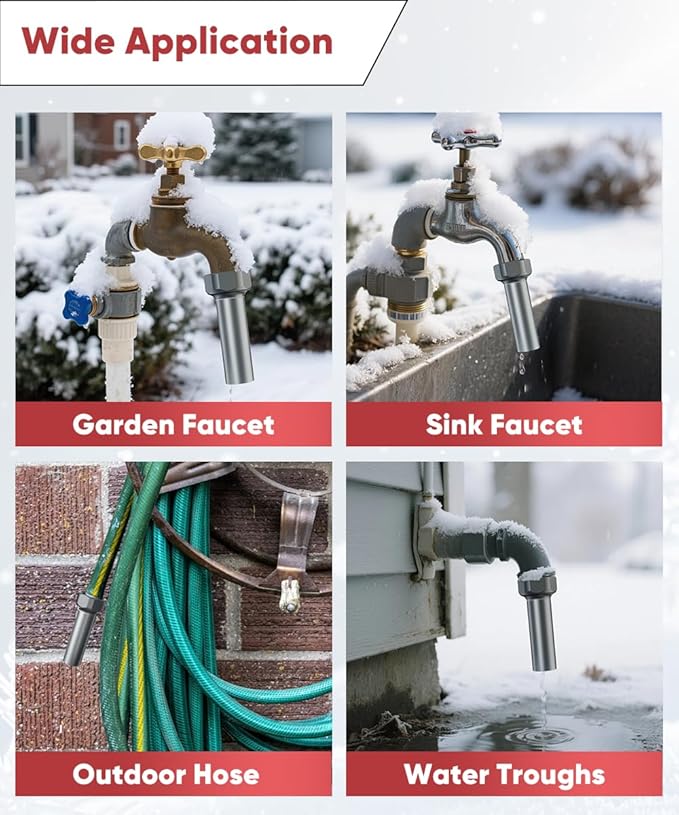 Outdoor Faucet Winter Freeze Protection Valve, Activates at Water Temperature Below 35.6°F/ 2°C, 3/4-Inch Thread Frost Proof Faucet Cover for for Garden, Lawn & Yard Spigot, Grey, 4Pack