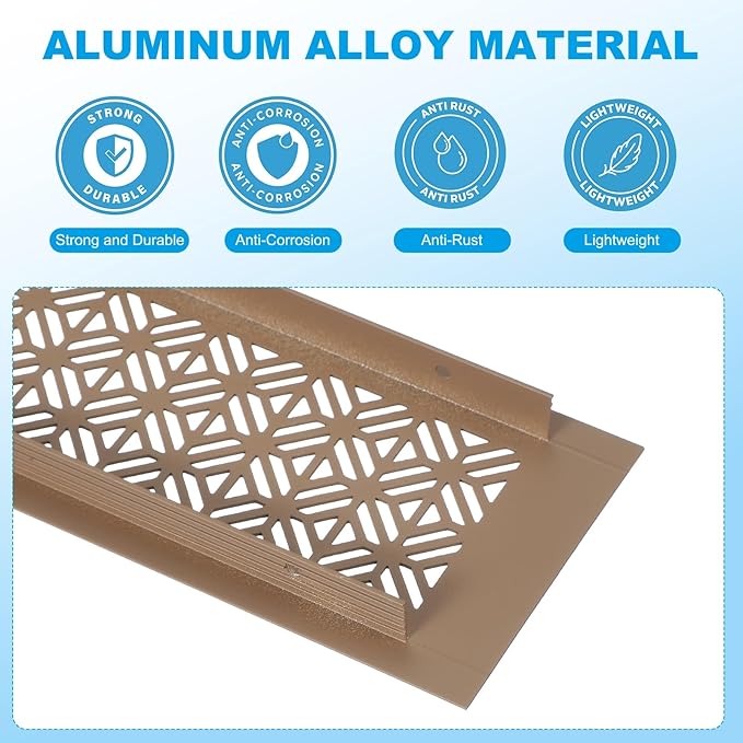 PATIKIL 16 x 3 Inch Door Air Vent Cover, 2 Pcs Heavy Duty Aluminum Grille Ventilation Cover Louvered with Mounting Screws for Cabinet Wardrobe Door, Brown