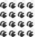 uxcell 1/2"(12mm) Cable Clamp, 304 Stainless Steel Rubber Cushioned Insulated Clamp R Shape Metal Clamp Tube Holder for Pipe Hose Wire Cord Installation 18Pcs