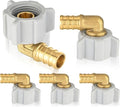 5-Pack HeSun PEX Fittings, 1/2" Pex x 1/2" Female NPT Swivel Elbow, Brass Crimp Fitting for ASTM F1807(PEX1807208-5)
