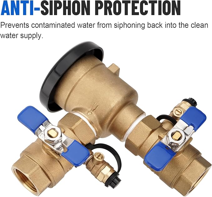 SPARKWHIZ 1" 720A Pressure Vacuum Breaker Assembly, Brass Backflow Preventer Valve, for Lawn Irrigation, Garden Watering, Commercial Water Supply Systems, and Industrial Water Systems, Max 400 PSI