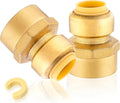 2-Pack HeSun Pushfit Female Adapter, 3/4" FNPT x 1/2" Push to Connect Plumbing Fittings with Disconnect Clip, Brass Push-fit Fittings for PEX, Copper, CPVC, PE-RT Pipes(PF038-2)