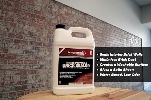 Brick Sealer Satin Sheen - Water Based, Reduces Dust, Easy Clean - 1 Gallon