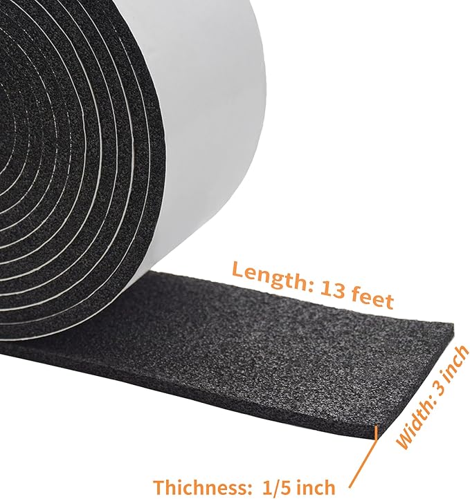 DOBTIM Pipe Insulation Foam Wrap Tape, self Adhesive with high Resilience for Pipe Insulation Wrap 13 Ft Long x 3 Inch Wide x 1/5 Inch Thick