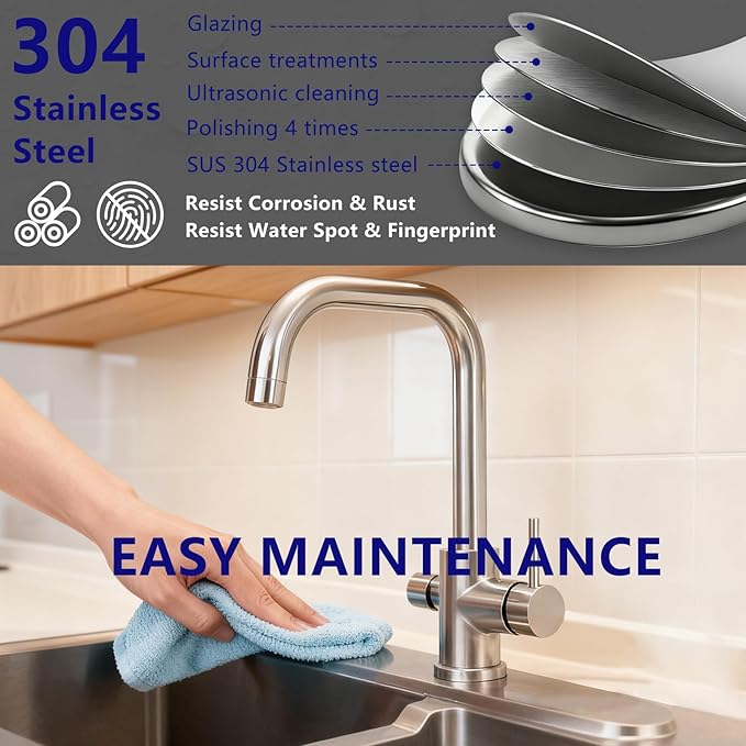 Faucet Hole Cover Deck Plate - 10 inch Stainless Steel Escutcheon Plate, Round Deck Plate Cover 1 or 3 Hole for Kitchen Bathroom Sink Faucet Hole Covers (10" Brushed Nickel)
