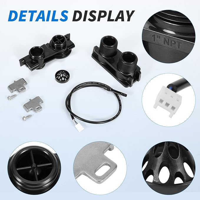 60626 Electronic Turbine Meter Assembly with 1" NPT Plastic Yoke,Compatible with Pentair Fleck 2510,5600SXT,5000,5800,6700,9000,9100 Water Softeners,with Clip,Screw,Flow Meter Cable