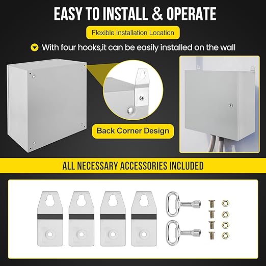 Garvee Outdoor Electrical Box, 24x24x12 Steel Junction Box, NEMA 4X Electrical Enclosure Box IP66 Waterproof & Dustproof, Universal Electrical Project Box with Lock & Mounting Plate