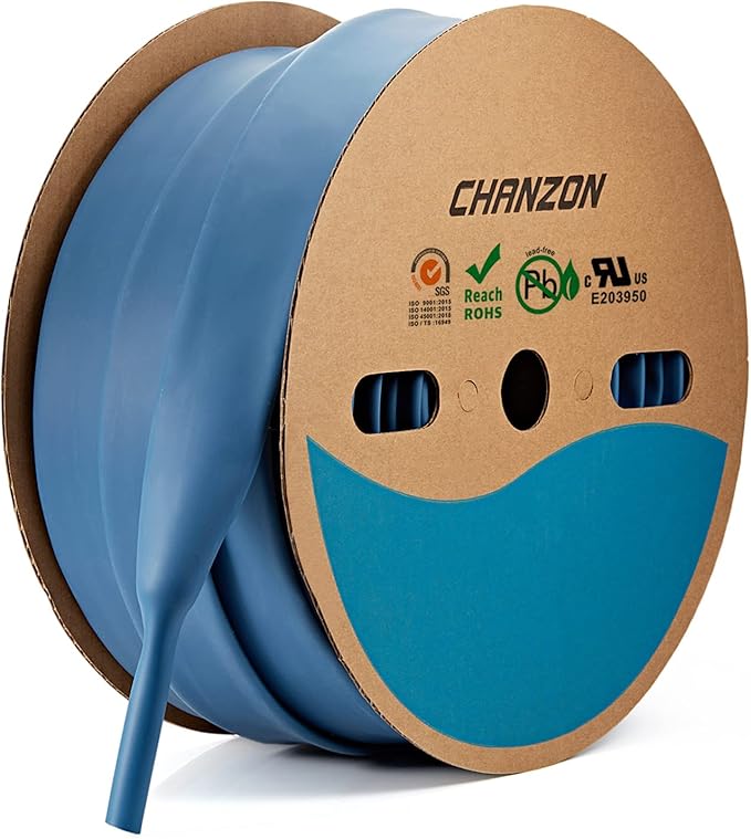 Chanzon 3:1 Ratio - 80ft Roll - Heat Shrink Tubing 1-1/4" (30mm) - Marine Grade Waterproof Adhesive Lined - (25M Total Length) Blue Polyolefin Sleeving Wrap Shrinking 3 to 1 Ratio 1pcs