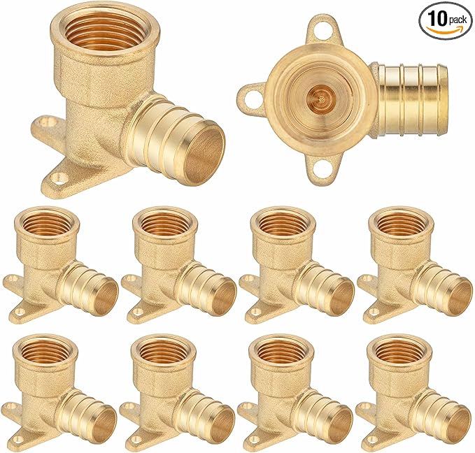 (10 Pack) Lidertik Drop Ear Elbow Pex Adapter, 3/4" PEX F1807 to 1/2" NPT Female Threaded Adapter Brass LI-APXDEE3412 (10 Pieces)